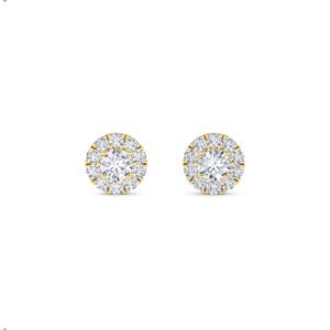 Trendy Round Lab Grown Diamond Halo Stud Earrings