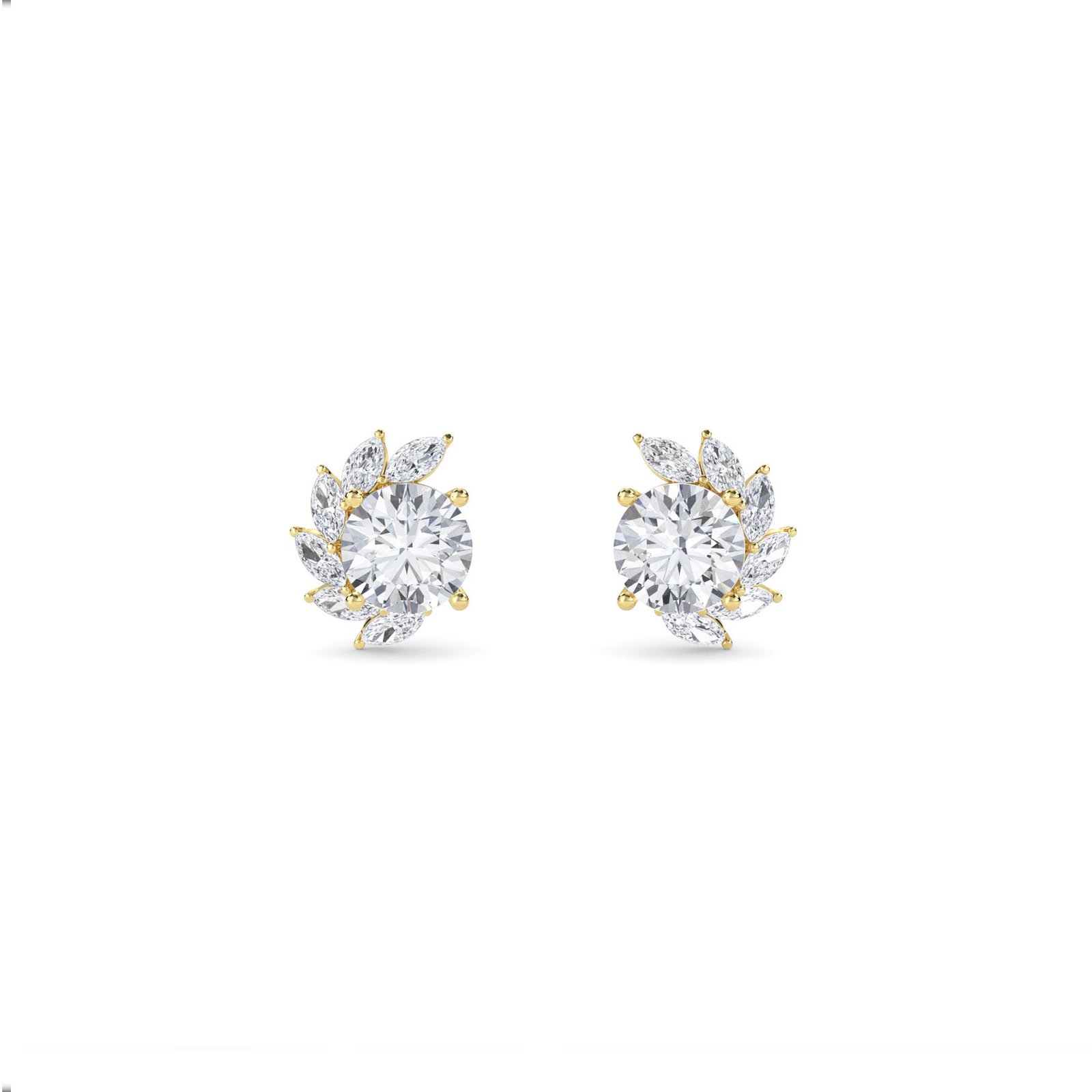 Gardenia Diamond Cluster Stud Earrings