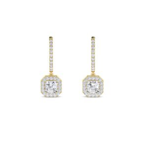 Asscher Lab Grown Diamond Halo Drop Earrings