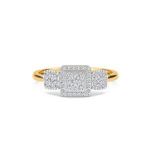 Modern Cluster Diamond Three Stone Style Ring