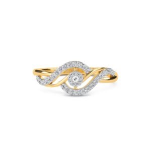 Unique Diamond Rose Gold Swirl Two Tone Ring