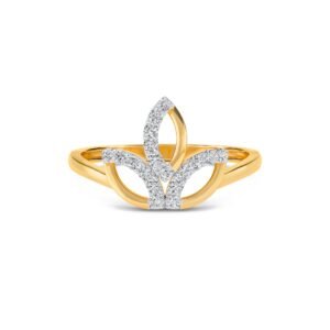 Fashionable Leaf Style Diamond & Gold Ring