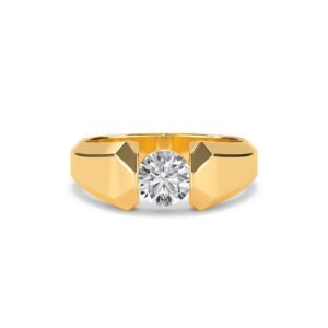 Trendy Round Diamond Solitaire Mens Ring