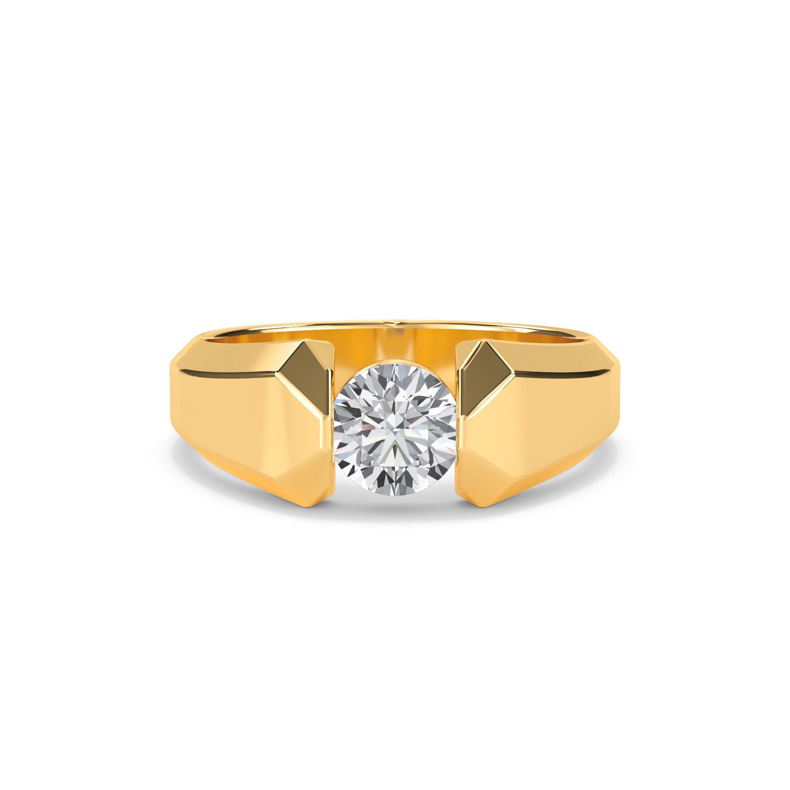 Trendy Round Diamond Solitaire Mens Ring