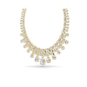 Rose Gold Diamond Set Mixed Cut Drop Necklace