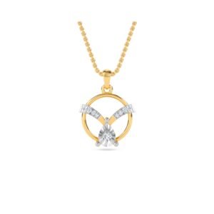 Open Circle Round Diamond Two Tone Pendant