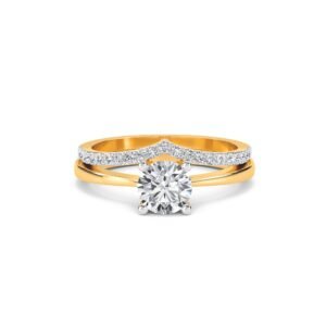 Forever Diamond Solitare Ring Matching Curved Band