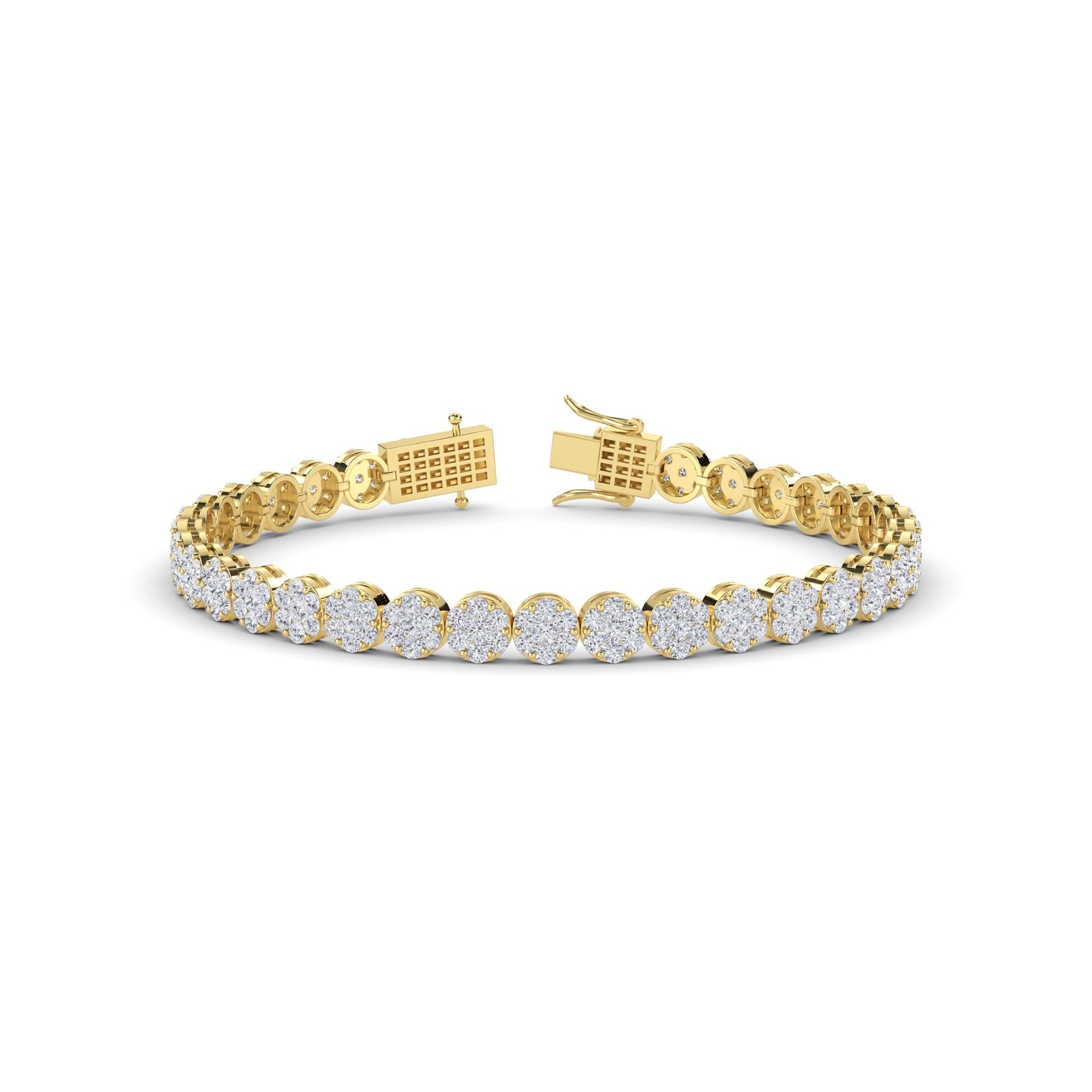 Floral Round Diamond Tennis Bracelet