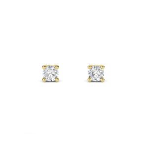 Dainty Round Diamond Solitaire Stud Earrings