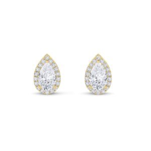 Teardrop Pear Diamond Trendy Halo Stud Earrings