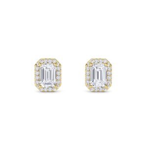 Emerald Lab Grown Diamond Halo Stud Earrings