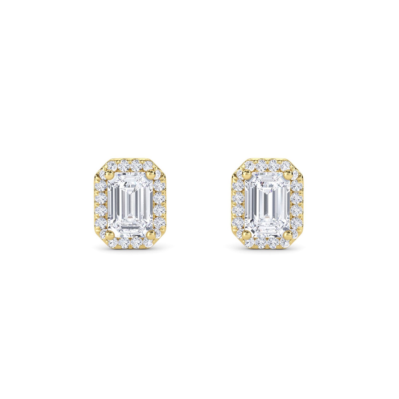 Emerald Lab Grown Diamond Halo Stud Earrings
