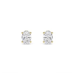 Oval Diamond Four Prong Solitaire Studs