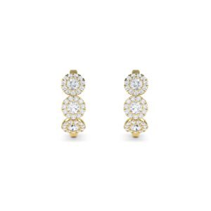 Triple Round Diamond Halo Hoop Earrings