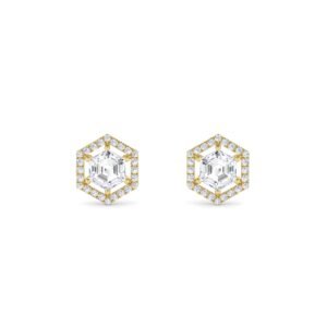 Timeless Hexagon Diamond Halo Dainty Studs