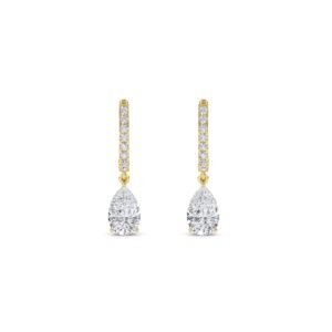 Lone Drop Pear Diamond Huggie Earrings