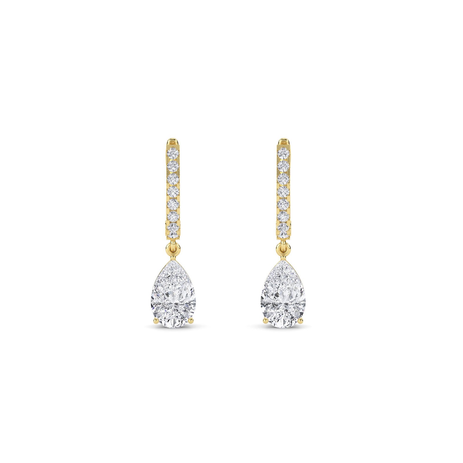 Lone Drop Pear Diamond Huggie Earrings