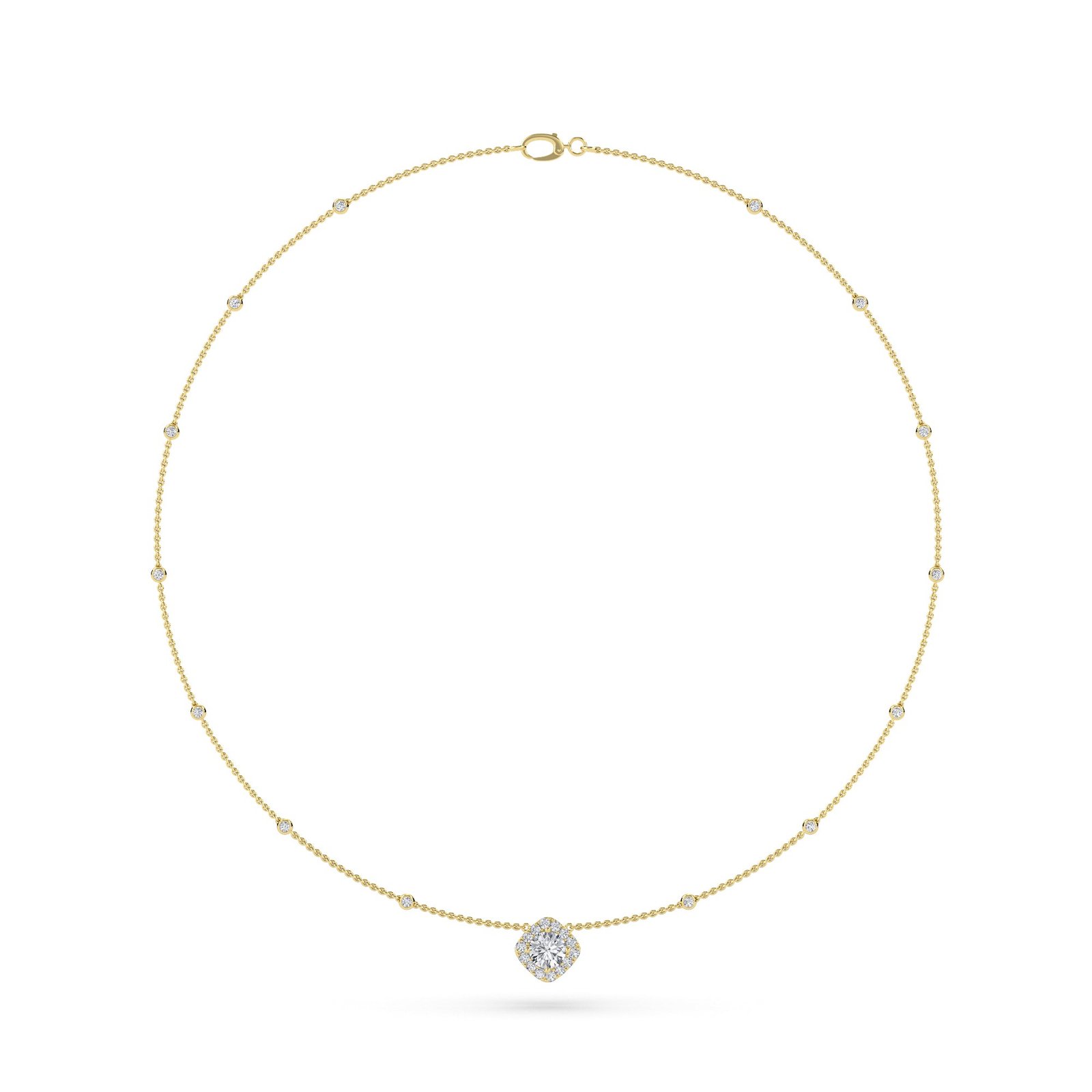 Charming Thin Distance Round Bezel Set Necklace