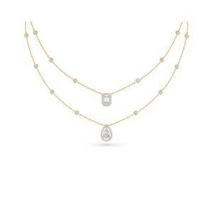 Twin 18CT Yellow Gold Diamond Two Row Necklace