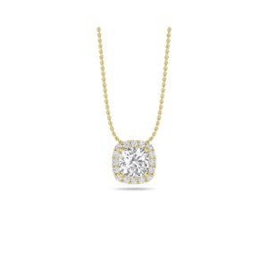 Charming Cushion Diamond Halo Wedding Pendant