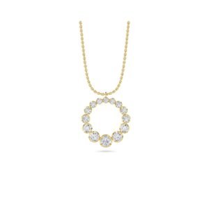 Fancy Open Cricle Bezel Set Unique Diamond Pendant