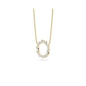 14K Rose Gold Mixed Diamond Circle Pendant
