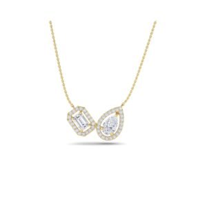 Modern Two Stone Halo Pendant Gift For Her