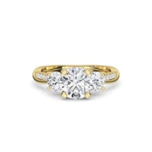Genuine Three Stone Twisted Band Diamond Ring