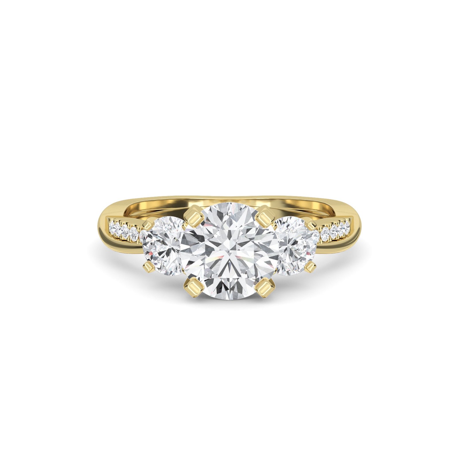 Genuine Three Stone Twisted Band Diamond Ring