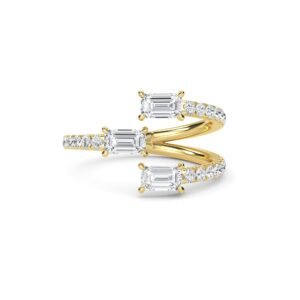 Open Bypass Style Baguette Diamond Dainty Band