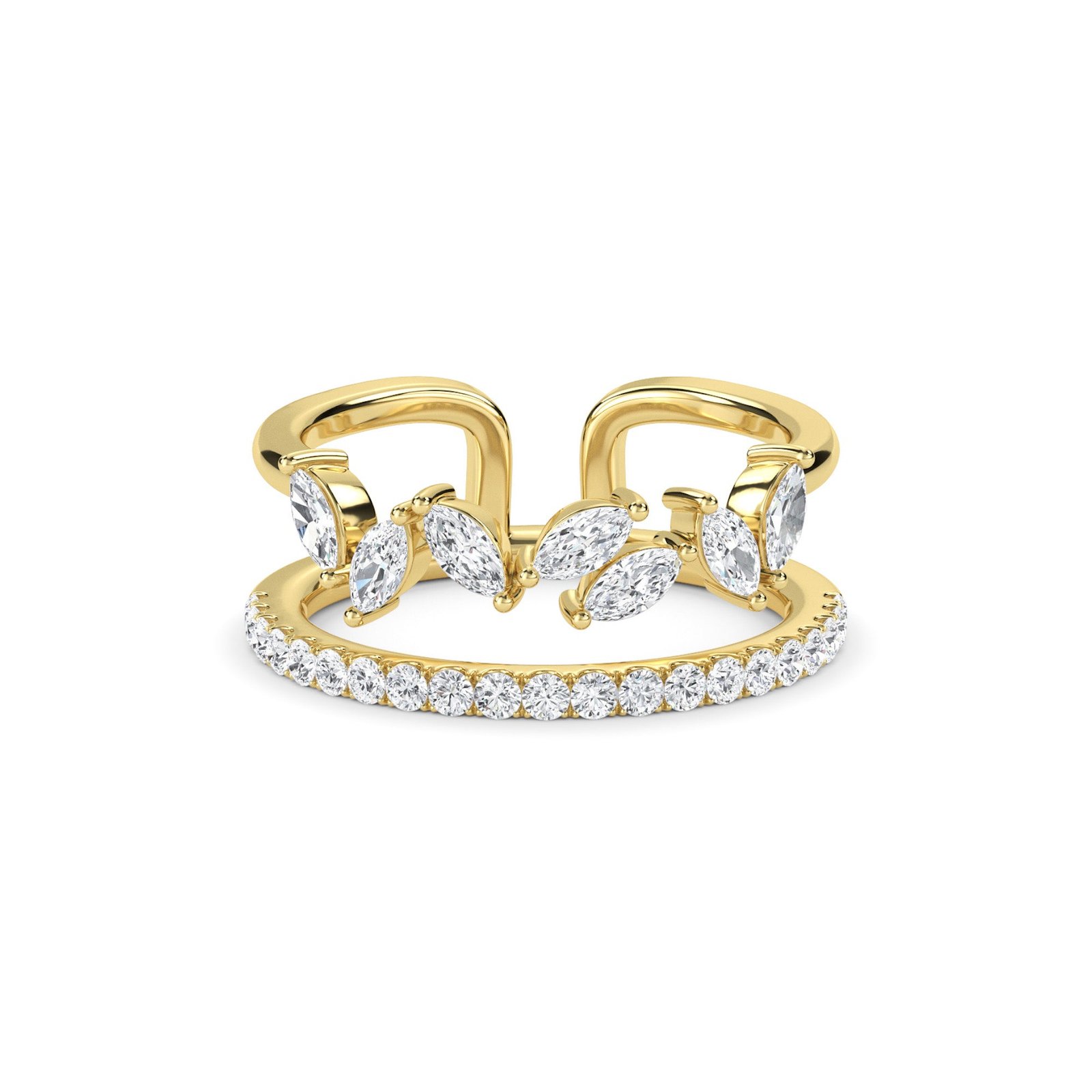 Crown Shape Round & Marquise Lab Grown Diamond Band