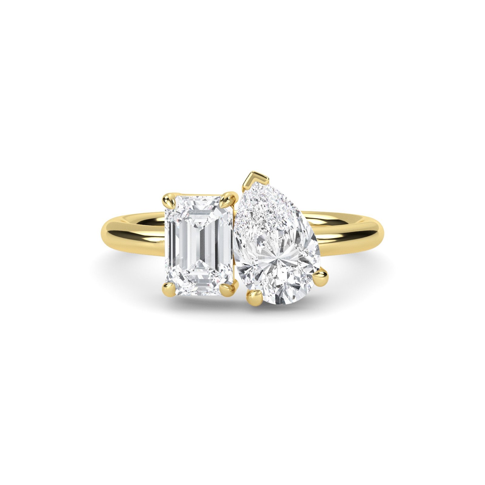 Toi et Moi Emerald & Pear Cut Diamond Engagement Ring