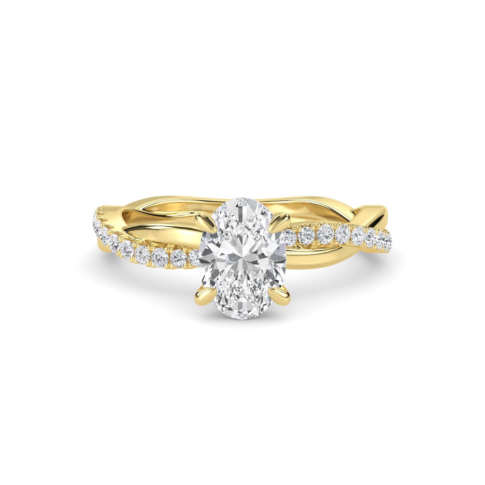 Oval Cut Twisty Band Art Deco Ring For Bridal
