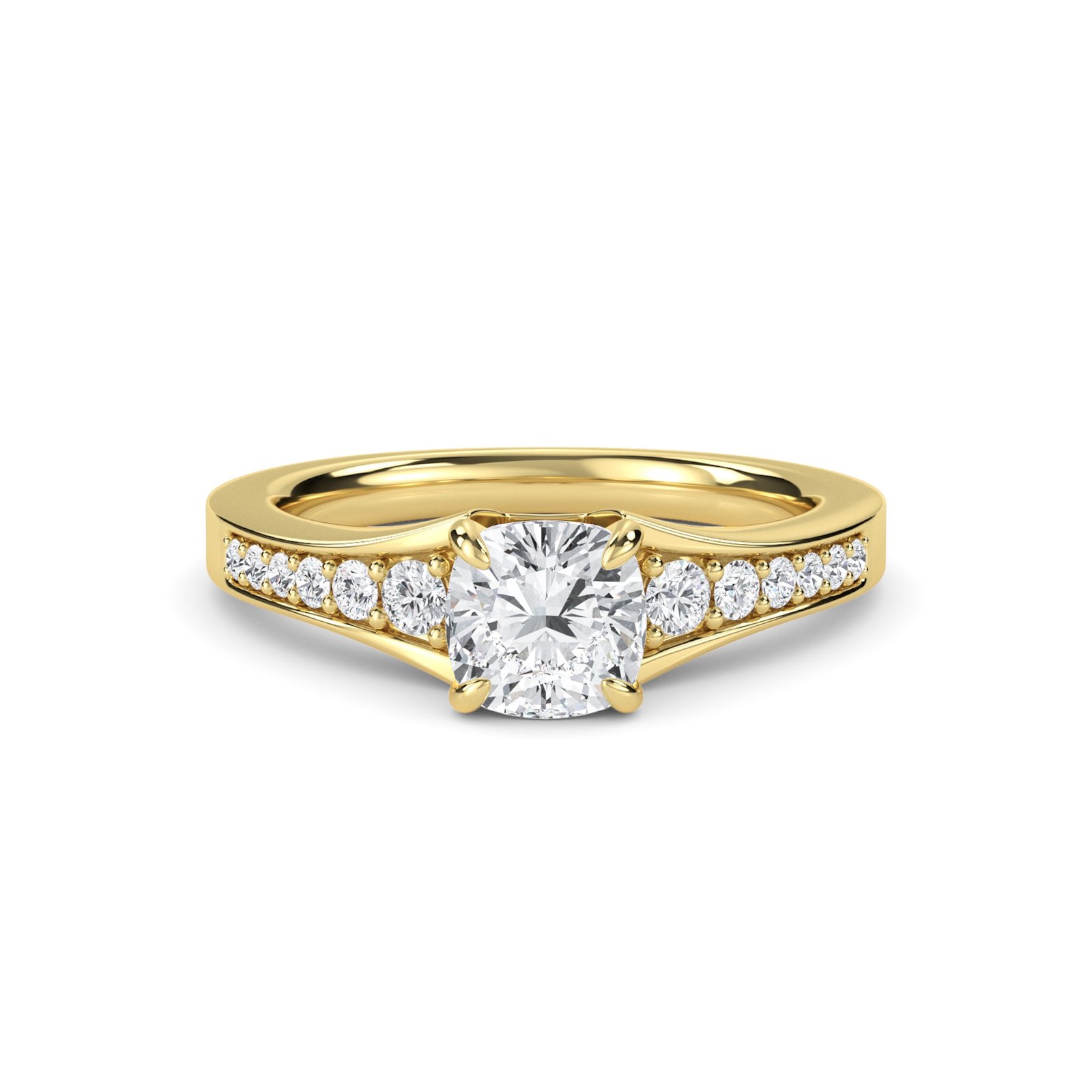 Classic Cushion Diamond Solitaire With Accent Ring
