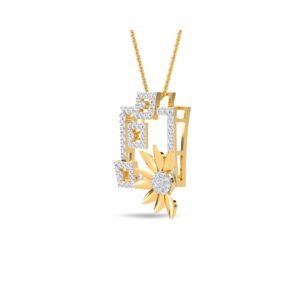 Gleaming Open Sqaure Diamond Leaf Pendant