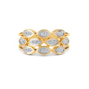 Vintage Style Tri Row Diamond Cluster Ring