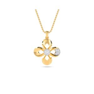 Rose Gold Flower With Diamond Pendant
