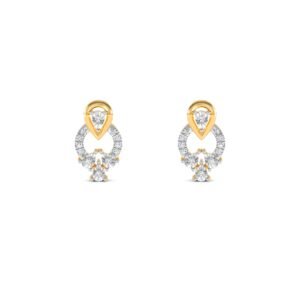Trendy Two Tone Pear Diamond Studs Earrings