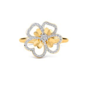 Designer Yellow Gold Diamond Floret Ring