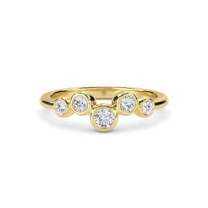 Bezel Set Five Stone Round Diamond Dainty Ring
