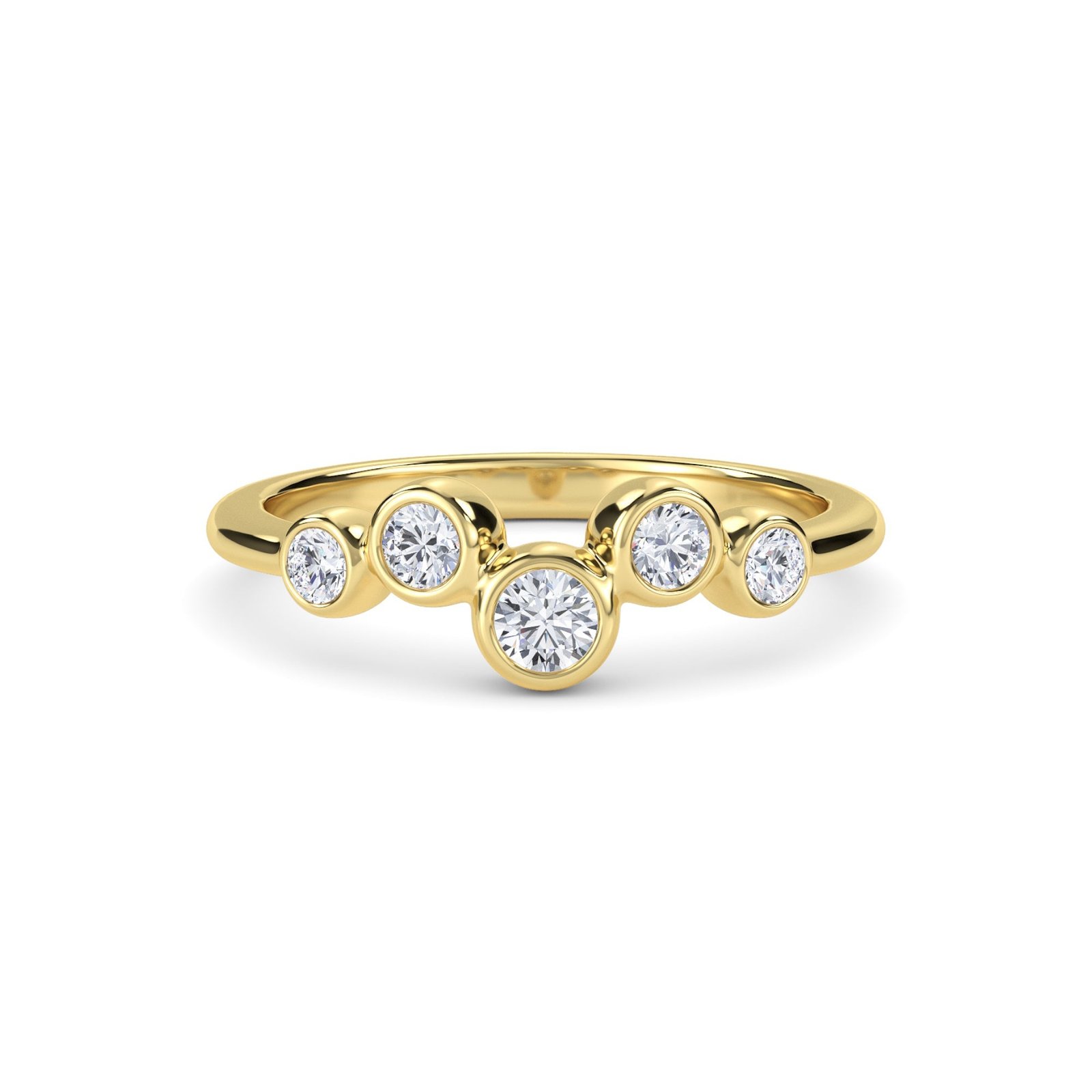 Bezel Set Five Stone Round Diamond Dainty Ring