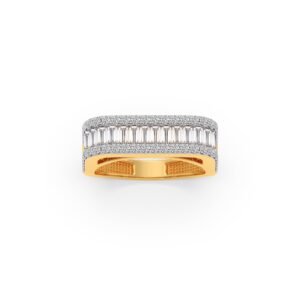 Baguette & Round Diamond Statement Band Ring